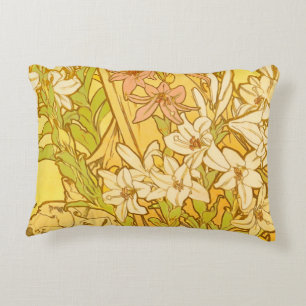 Coussins Décoratifs Motif de fleurs de lys d'Alphonse Mucha : Art nouv