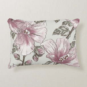 Coussins Décoratifs Motif de fleurs rose amorti de ketmie