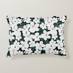 Coussins Décoratifs Motif de fleurs tropical blanc