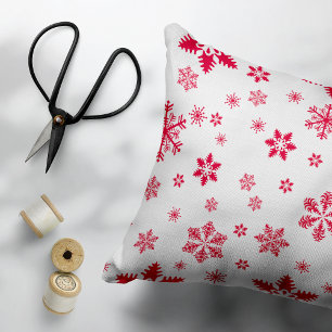 Coussins Décoratifs Motif de flocon de neige, Flammes de neige rouges,