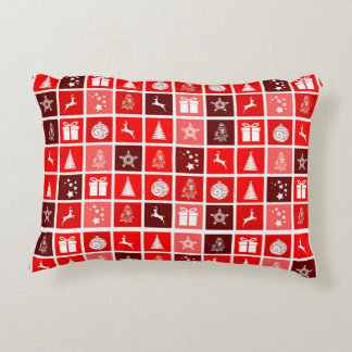 Coussins Décoratifs Motif de grille de Noël rouge moderne minimaliste