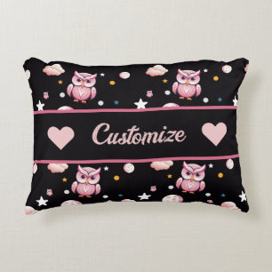 Coussins Décoratifs Motif de la lune de Chouette rose
