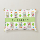 Coussins Décoratifs Motif de lamas, alpagas, cactus, votre nom (Devant)