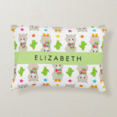 Coussins Décoratifs Motif de lamas, alpagas, cactus, votre nom (Dos)