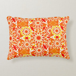 Coussins Décoratifs Motif de mandala, orange de corail et or