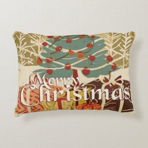 Coussins Décoratifs Motif de Noël, avec des cadeaux sous le sapin de N