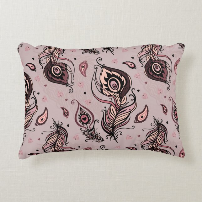 Coussins Décoratifs Motif de plume de paon (Devant)