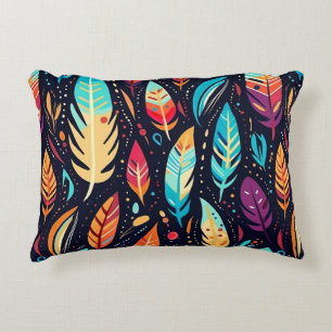Coussins Décoratifs Motif de plume d'oiseau coloré
