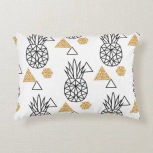 Coussins Décoratifs Motif de points d'or géométriques à ananas.