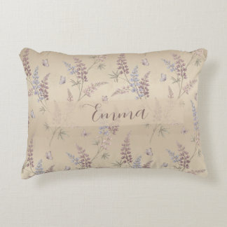 Coussins Décoratifs Motif de prairie au lupin et au papillon au pastel
