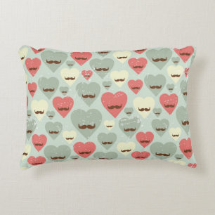 Coussins Décoratifs Motif de Valentine avec le coeur et la moustache