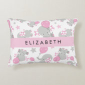 Coussins Décoratifs Motif d'éléphants, éléphants mignons, votre nom (Devant)