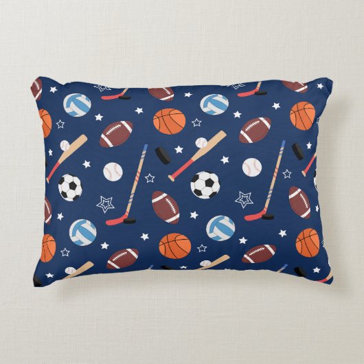 Coussins Décoratifs Motif d'équipement sportif pour enfants en bleu (Devant)