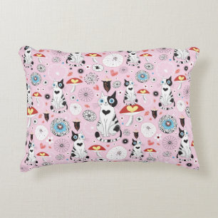 Coussins Décoratifs motif des chats et des fleurs