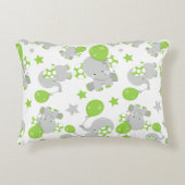 Coussins Décoratifs Motif Des Eléphants, Eléphants Mignons - Grey Vert (Devant)