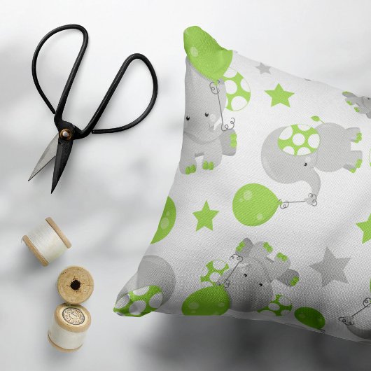 Coussins Décoratifs Motif Des Eléphants, Eléphants Mignons - Grey Vert