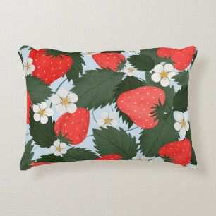 Coussins Décoratifs Motif d'été avec fraises. Laine de fraises