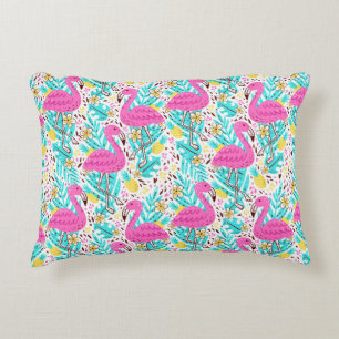 Coussins Décoratifs Motif d'été brillant avec flamant, coeur, glace-c