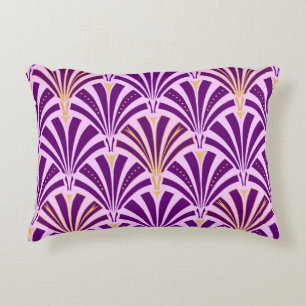 Coussins Décoratifs Motif d'éventail Art déco - violet et orchidée