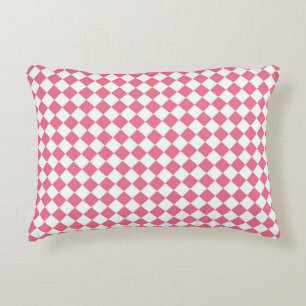 Coussins Décoratifs Motif diamant à carreaux rose blanc