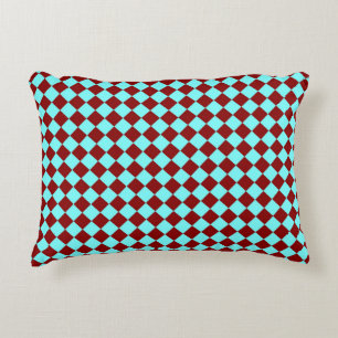 Coussins Décoratifs Motif diamant à carreaux sarcelle Bourgogne