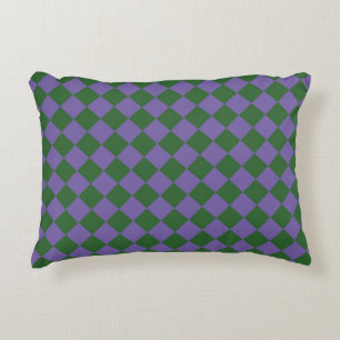 Coussins Décoratifs Motif diamant à carreaux violet vert