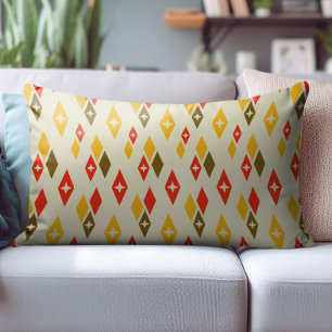 Coussins Décoratifs Motif Diamants MCM Atomiques Rouge, Jaune, Marron