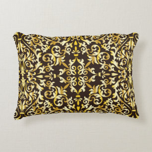Coussins Décoratifs Motif doré baroque sans couture sur fond noir