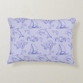 Coussins Décoratifs Motif d'une ligne d'animal marin et voilier (Dos)