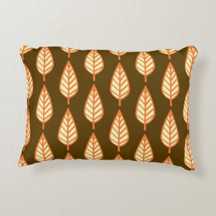 Coussins Décoratifs Motif en feuille de hêtre - orange et brun