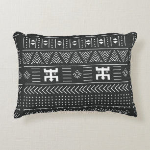 Coussins Décoratifs Motif ethnique tribal noir et blanc avec géométrie
