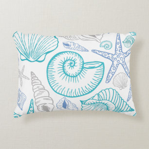 Coussins Décoratifs Motif étoile de mer coquillage bleu beige sarcelle