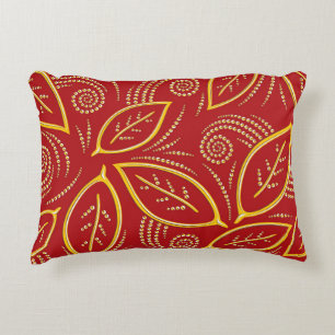 Coussins Décoratifs Motif Feuille illustré moderne rouge et or