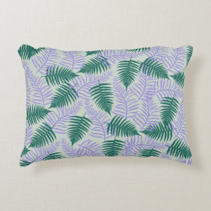 Coussins Décoratifs Motif Fleur Feuilles de Fougère Vert Violet Rétro