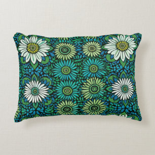 Coussins Décoratifs Motif floral bleu, vert et blanc