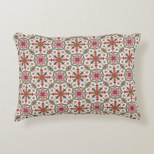 Coussins Décoratifs Motif floral boho en rouge, rose et sarcelle
