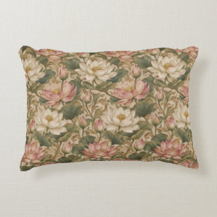 Coussins Décoratifs Motif floral botanique de lotus aquatique vintage