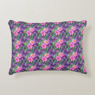Coussins Décoratifs Motif floral botanique violet et rose