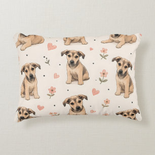 Coussins Décoratifs Motif floral de chiot mignon avec des cœurs