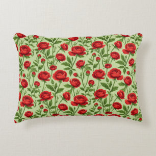 Coussins Décoratifs Motif floral de renoncule rouge vibrant