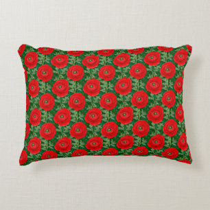 Coussins Décoratifs Motif floral de renoncule rouge vibrant