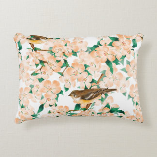 Coussins Décoratifs Motif floral incolore avec oiseaux