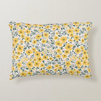 Coussins Décoratifs Motif floral incomparable, Petites fleurs jaunes. 