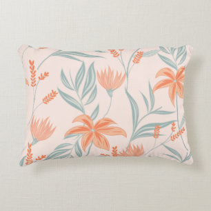 Coussins Décoratifs Motif floral orange et vert vibrant