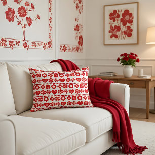Coussins Décoratifs Motif floral rouge et cœur pour la Saint-Valentin