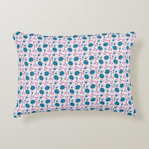 Coussins Décoratifs Motif floral sarcelle et rose   Botanique moderne