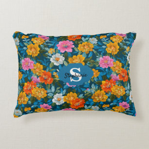 Coussins Décoratifs Motif floral Vintage rustique coloré en bleu (2)