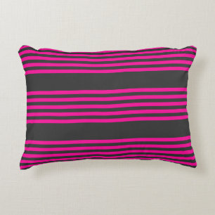 Coussins Décoratifs Motif Fuchsia et charbon de bois cinq bandes