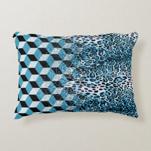 Coussins Décoratifs Motif géométrique avec peau de léopard, patte de l