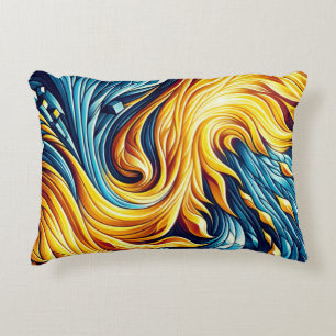 Coussins Décoratifs Motif géométrique de glace de feu jaune